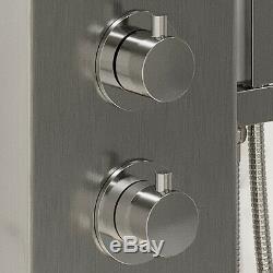 Thermostatic Shower Panel Column Tower Body Jets Twin Head Bathroom Silver