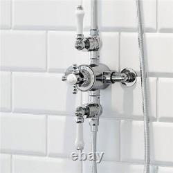 Traditional Chrome Thermostatic Mixer Shower Crosshead Valve Round Drench Head