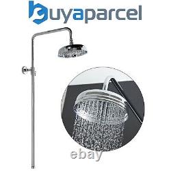 Traditional Exposed Rigid Riser Rail Shower Kit 200mm 8 Head Adjustable Height