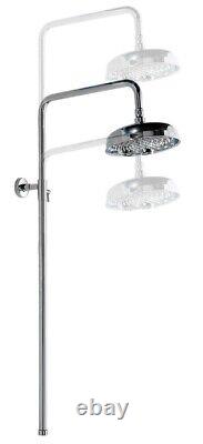 Traditional Exposed Rigid Riser Rail Shower Kit 200mm 8 Head Adjustable Height