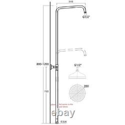 Traditional Exposed Rigid Riser Rail Shower Kit 200mm 8 Head Adjustable Height