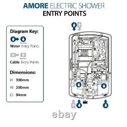 Triton Amore DuElec Black 9.5kW Electric Shower LCD Display Dual Control Head