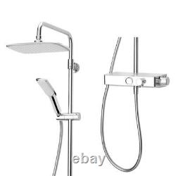 Triton Push Button Thermostatic Bar Mixer Shower Chrome + Riser Rail Hose Head