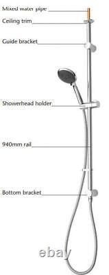 Triton Single Outlet Ceiling Fed Shower Riser Rail Exposed for Mixer Showers