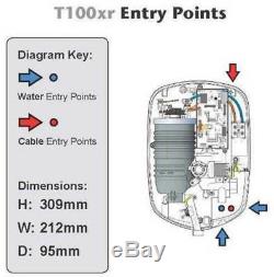 Triton T100xr 10.5kw Electric Shower White & Chrome SP1001XR Modern 5 Spray Head