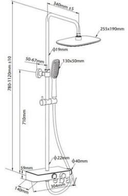 Triton Thermostatic Mixer Bar Shower Twin Head Adjustable Riser Rail Black