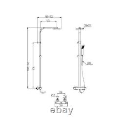 Twin Head Square Thermostatic Bar Shower with Drench Head & Handset Matt Black