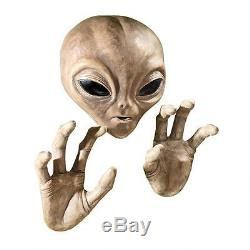 UFO Extra-Terrestrial Alien Visitor Head and Hands Otherworldly Wall Sculpture