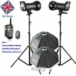 UK 800w 2x Godox SK400II 400W 2.4G Studio Flash Strobe Light Head +95cm Softbox