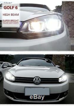 UK DRL LED Headlight For VW Golf 6R MK6 TDI TSI 08-13 Sequential Head Lights Set