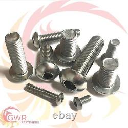 Unc Socket Button Head Screws A2 Stainless Steel Imperial Harley Allen Bolts Gwr