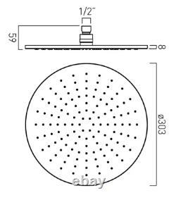 VADO INDIVIDUAL 300MM ROUND RAIN SHOWER HEAD BRIGHT GOLD IND-RO/30-BG £440rrp