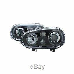 VW Golf Mk4 1997-2004 Black Angel Eye Halo Head Light Lamp Pair Left & Right