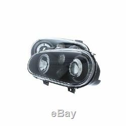 VW Golf Mk4 1997-2004 Black Angel Eye Halo Head Light Lamp Pair Left & Right