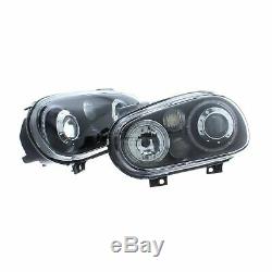 VW Golf Mk4 1997-2004 Black Angel Eye Halo Head Light Lamp Pair Left & Right