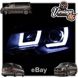 VW T5.1 Transporter Camper Van Black R8 Style DRL Devil Eye Projector Headlights