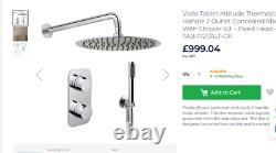 Vado Altitude Tablet 2 Outlet Thermostatic Shower Kit With 300mm Head