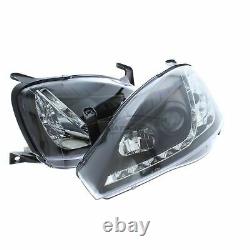 Vauxhall Corsa C 2000-2006 Black DRL Devil Eye Head Light Lamp Pair Left & Right