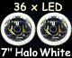 White 7 Round Led Ring Halo Angel Eye Headlights Head Lights H4 Semi Sealed