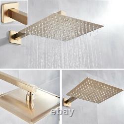 Wall Mount Brushed Gold Bathroom Shower Faucet System 12''Shower Head Mixer Set