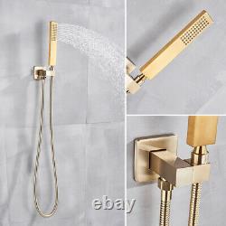 Wall Mount Brushed Gold Bathroom Shower Faucet System 12''Shower Head Mixer Set