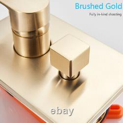 Wall Mount Brushed Gold Bathroom Shower Faucet System 12''Shower Head Mixer Set