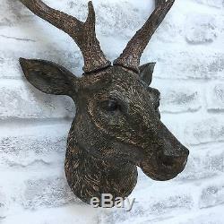 Wall Mounted STAG HEAD DEER ANTLERS Wall Plaque Decoration Sculpture Figure 47cm