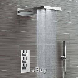 Waterfall Shower Head & Concealed Thermostatic Valve Kit With Handheld SS3WCSQ04