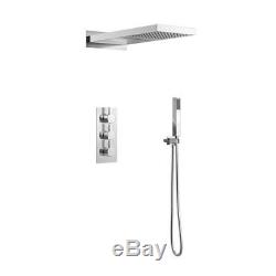 Waterfall Shower Head & Concealed Thermostatic Valve Kit With Handheld SS3WCSQ04
