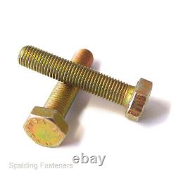 Yellow Zinc Gold Metric Hex Head Fully Threaded Bolts M6 M8 M10 M12